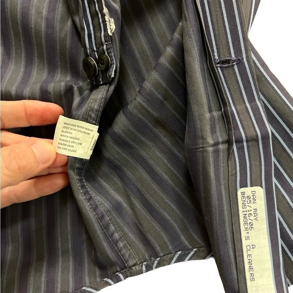 Gap Oxford Fitted Premium Long Sleeve Shirt Blue Stripe - Picture 5 of 6